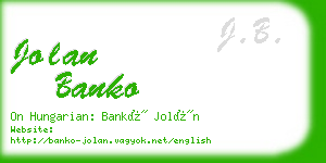 jolan banko business card